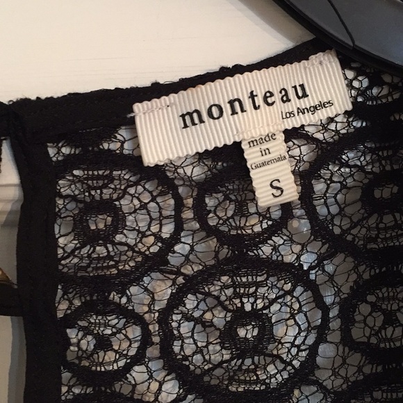 Anthropologie Monteau Top Black Fringe Sz S - Picture 2 of 7